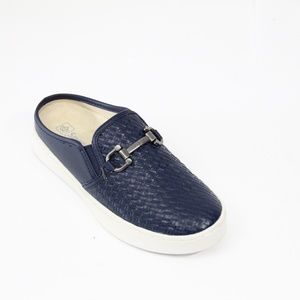 Women Faux Leather Clogs sz 6 Slip on Platform Shoes Spenco Mule Horse Bit Blue